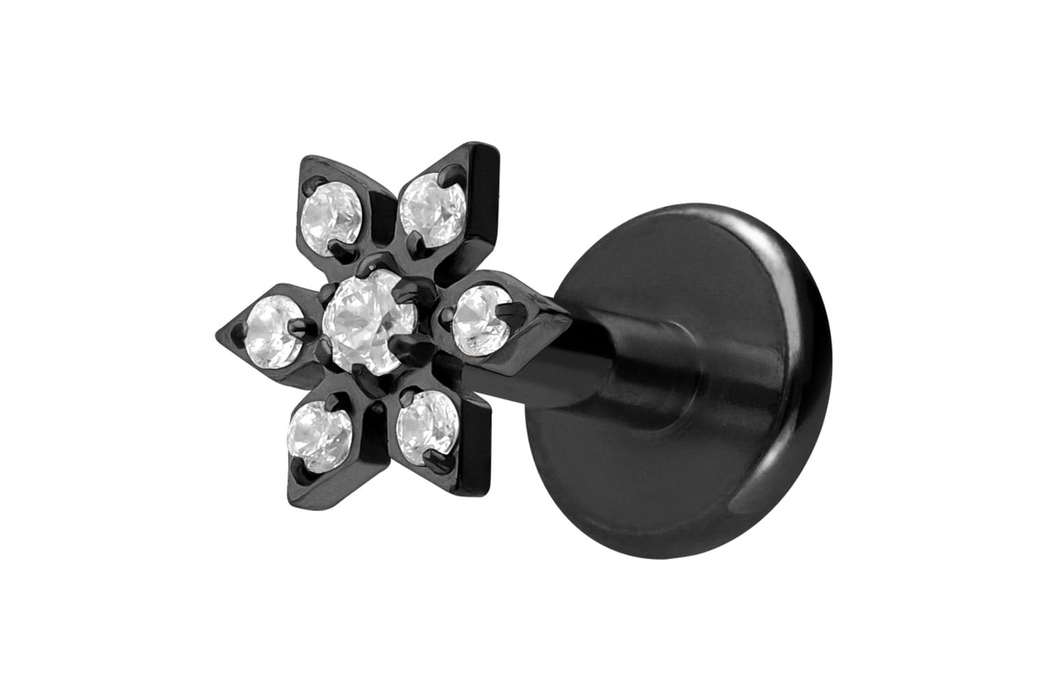 Titan Labret Piercing mit Innengewinde KRISTALLBLUME